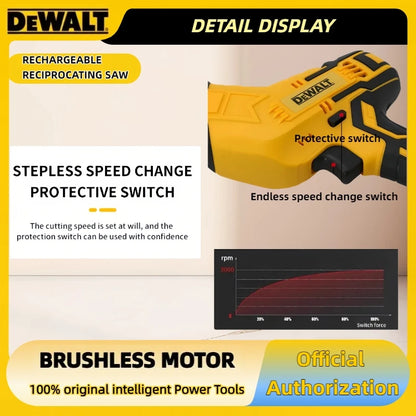 Dewalt 20V Brushless Electric 2800RPM Cordless Reciprocating Saw Saw Multifunctional Metal Wood Pipe Cutting Saw Power Tool