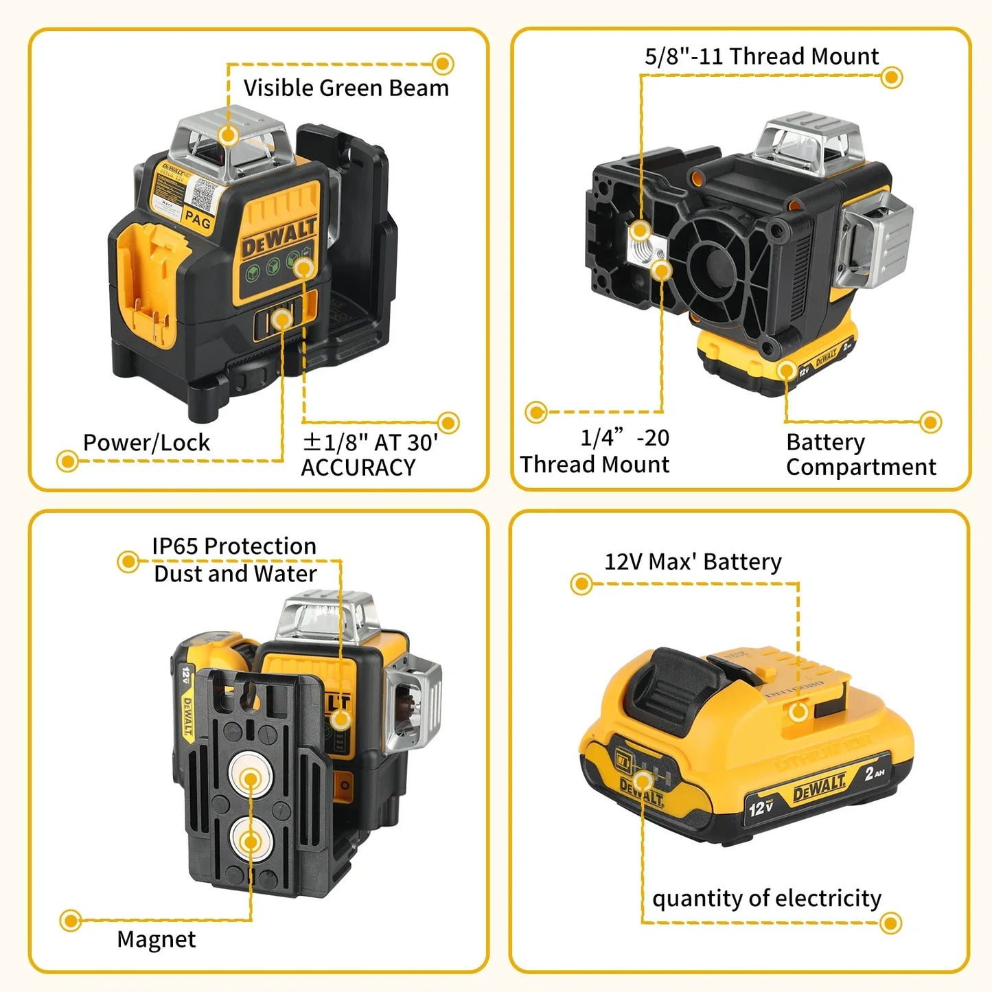 DeWalt laser level DW089LG laser 360 laser measuring tool construction laser Degree Professional Laser, Cordless/Rechargeable